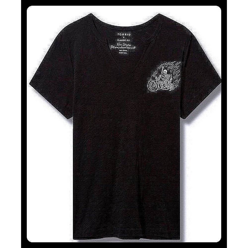 NWT Torrid Moto Embroidered Classic Fit Slub Notch Neck Tee 2X